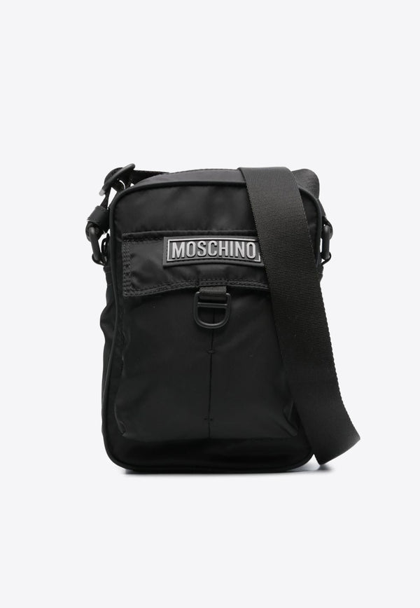 Moschino Logo Patch Messenger Bag A7444 8228 1555 Black