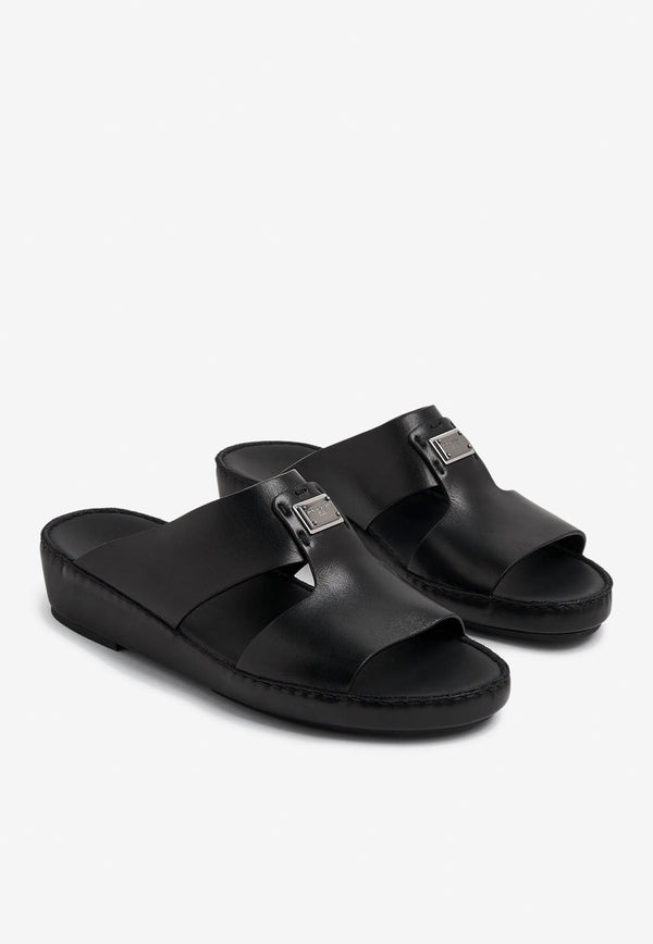 Dolce & Gabbana Logo Plaque Sandals Black A80391 AO602 80999