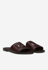 Dolce & Gabbana DG Logo Deerskin Slides Bordeaux A80397 A8034 80308