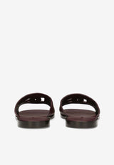 Dolce & Gabbana DG Logo Deerskin Slides Bordeaux A80397 A8034 80308