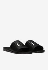 Dolce & Gabbana Logo Calfskin Slides Black A80397 AO602 80999