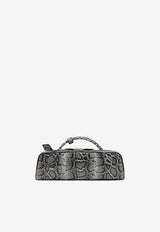 Alaïa Small Le Teckel Python Print Leather Shoulder Bag Gray AA1S06029I064LE/R_ALAIA-009