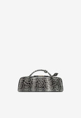 Alaïa Small Le Teckel Python Print Leather Shoulder Bag Gray AA1S06029I064LE/R_ALAIA-009