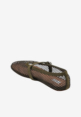 Alaïa Suede and Mesh Ballet Flats Green AA3A029TK061NY/T_ALAIA-U21