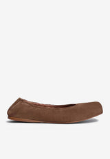 Alaïa Square-Toe Suede Ballet Flats Brown AA3A070CK324LE/R_ALAIA-731