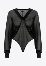 Alaïa Hooded Sheer Knit Bodysuit Black AA9B0371K053ASI/Q_ALAIA-995