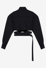 قميص متقاطع طويل الأكمام