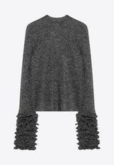 Alaïa Mohair-Blend Sweater with Ruffles Gray AA9G0076K101BWO/R_ALAIA-821