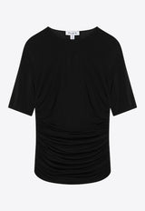 Alaïa Gathered Fitted Crewneck Top Black AA9H1248J050BCO/R_ALAIA-995