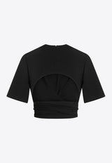 Alaïa Crossed Top with Open-Back Black AA9H1250W071BCO/R_ALAIA-995