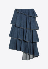 Alaïa Asymmetrical Spiral Denim Skirt Blue AA9J2358D004BDE/R_ALAIA-505