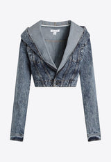 Alaïa Cropped Hooded Denim Jacket Blue AA9V0306T535CDE/S_ALAIA-524