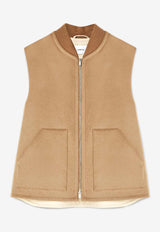 Lardini Water-Repellent Wool Zip-Up Vest Camel AABYRNE_CAMEL