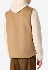 Lardini Water-Repellent Wool Zip-Up Vest Camel AABYRNE_CAMEL