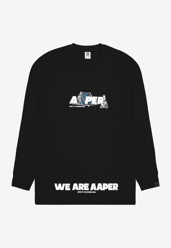 AAPE AAPER Printed Long-Sleeved T-shirt Black