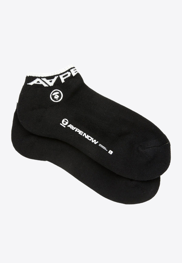 AAPE Moonface Logo Embroidered Ankle Socks Black