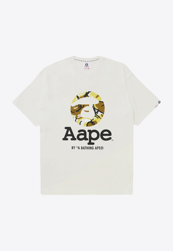 AAPE Moonface Graphic Crew Neck T-shirt Ivory