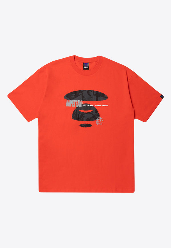 AAPE Moonface Printed Crew Neck T-shirt Red