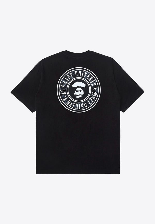 AAPE Moonface Logo Printed Crew Neck T-shirt Black