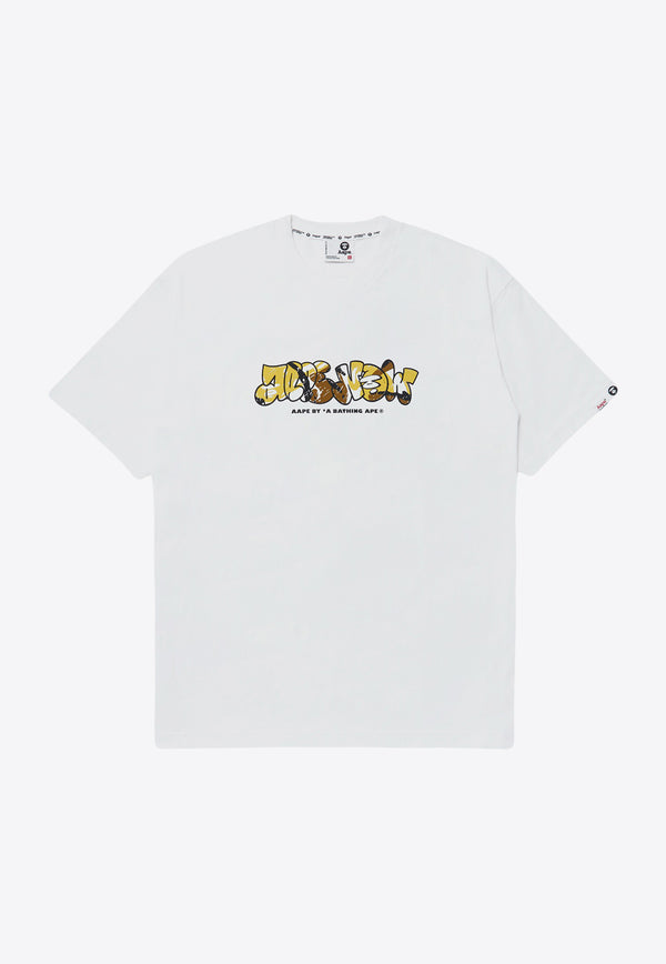 AAPE Moonface Graphic Printed Crew Neck T-shirt White