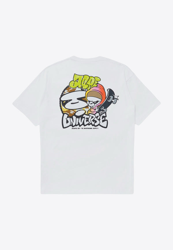 AAPE Moonface Graphic Printed Crew Neck T-shirt White