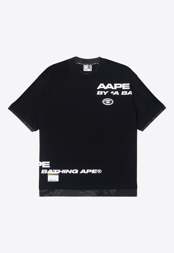 AAPE Moonface Paneled Printed T-shirt Black