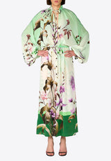 F.R.S Cenide Silk Floral Midi Dress Multicolor AB000882 TE00891_GREEN MULT