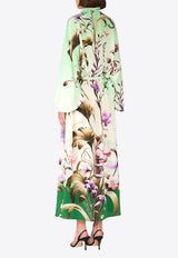 F.R.S Cenide Silk Floral Midi Dress Multicolor AB000882 TE00891_GREEN MULT