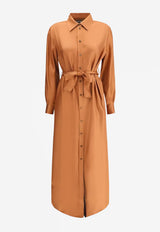 Tom Ford Midi Shirt Dress in Silk AB3429-FAX1426 KB285 Brown