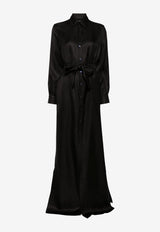 Tom Ford Midi Shirt Dress in Silk AB3429-FAX1426 LB999 Black