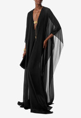 Tom Ford Deep V-neck Maxi Kaftan AB3441-FAX852 LB999 Black