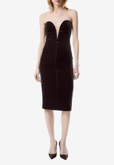 Tom Ford Strapless Velvet Cocktail Dress Burgundy AB3571-FAX1335 ER705