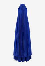 Tom Ford Sunray Silk Halterneck Plisse Gown Royal Blue AB3631-FAX1260 UBV