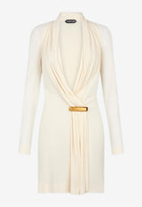 Tom Ford V-neck Long-Sleeved Mini Cocktail Dress ABJ835-JEX131 AW002 White