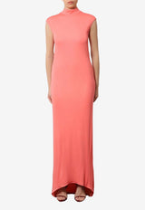 Tom Ford Asymmetrical Maxi Gown with Back-Knot Peach ABJ889-JEX188 OAM
