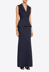 CHIARA BONI La Petite Robe Thadira Belted Peplum Column Dress Navy ABLTHADIRAS-BS_NAVY