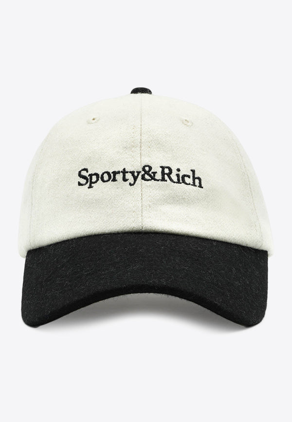 Sporty & Rich Serif Logo Wool Cap ACAW2337OFBLACK/WHITE