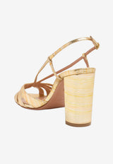 Aquazzura Aimée 85 Metallic Leather Slingback Sandals Gold AEEMIDS1-LCNMTD MULTI GOLD