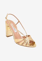 Aquazzura Aimée 85 Metallic Leather Slingback Sandals Gold AEEMIDS1-LCNMTD MULTI GOLD