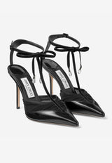 Jimmy Choo Afia 100 Mesh and Leather Pumps Black AFIA/MESH 100 DQN BLACK/BLACK