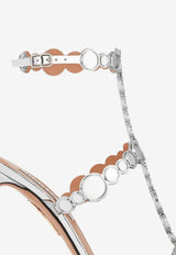 Aquazzura Afterglow 105 Metallic Leather Sandals Silver AGWHIGS0-SSYCCC SILVER