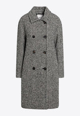 S Max Mara Alessia Houndstooth Double-Breasted Coat Gray ALESSIAWO/R_MAXS-001
