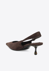 Jimmy Choo Amel 50 Suede Slingback Pumps Brown AMEL50JRS/R_JIMCH-CH