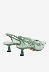Jimmy Choo Amita 45 Lace Slingback Pumps Green AMITA 45 DRH VERDE/VERDE
