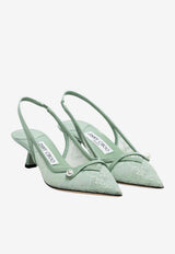 Jimmy Choo Amita 45 Lace Slingback Pumps Green AMITA 45 DRH VERDE/VERDE