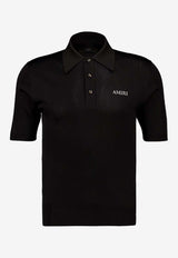 Amiri Logo Embroidered Polo T-shirt Black AMKNPO1067_BLACK