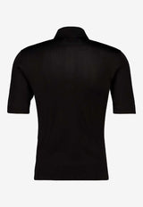 Amiri Logo Embroidered Polo T-shirt Black AMKNPO1067_BLACK