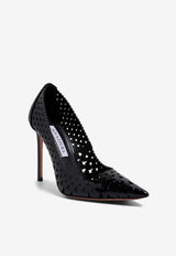Aquazzura Amourose 105 Openwork Leather Pumps AMSHIGP0-PAT000 BLACK