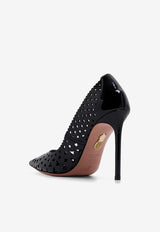 Aquazzura Amourose 105 Openwork Leather Pumps AMSHIGP0-PAT000 BLACK