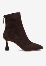 Aquazzura Amore 75 Suede Ankle Boots Brown AREMIDB0SUE/R_AQUA-880
